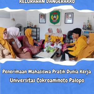 Penerimaan Mahasiswa Praktik Dunia Kerja Universitas Cokroaminoto Palopo di Kelurahan Dangerakko